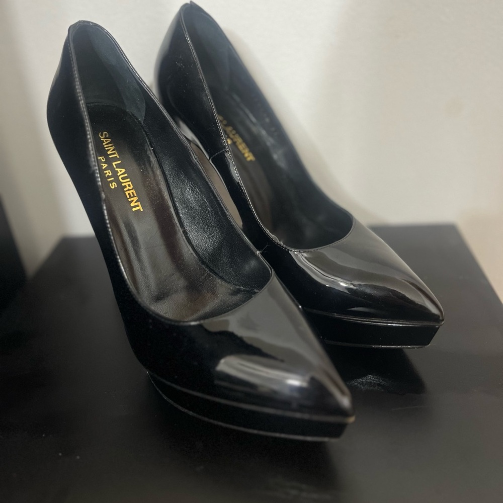 SAINT LAURENT BLACK PLATFORM PUMPS